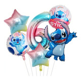 Balão Metalizado Lilo Stitch Kit 6 Balões Metalizado Estrela Cor Tie Dye