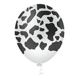 Balão Vaca Malhada Bexiga Decoração Fazendinha 25 Unid