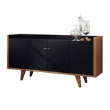 Balcão Aparador Buffet 4 Portas Melodia Preto nature Hb Mó