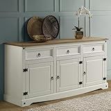 Balcão Buffet De Madeira Maciça Com 3 Portas E 3 Gavetas 80 6 Alt X 167 Larg X 43 Prof Móveis Para Casa Acabamento Em Cera E Laca Branca Madeira Pinus Elliottis FURNITURE DASH