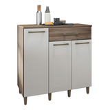 Balcão Cozinha Armário Gabinete Lavanderia Multiuso Branco Cor Naturale E Off White