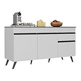 Balcão Cozinha Gabinete Pia 150 Cm 3 Portas 1 Gaveta Veneza Multimóveis Mp3740 964 Branco Preto