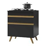 Balcão Cozinha Para Cooktop 70 Cm 1 Porta 1 Gaveta Veneza Gb Multimóveis Preto