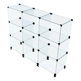 Balcão De Atendimento Modulado De Vidro 9 Nichos 30x30
