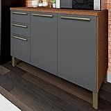 Balcão De Cozinha 120cm 3 Portas 2 Gavetas 100 Mdf Itália Espresso Móveis