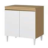 Balcão De Cozinha Com Tampo 2 Portas 0 69m Clara Atacama Off White Aramóveis