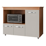Balcão De Cozinha P Microondas Forno Elétrico Multiuso Liza Cor Savana off White