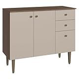 Balcão Gabinete 3 Portas 2 Gavetas Rustic Crema Gourmet Madesa