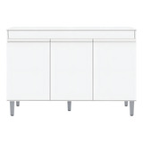 Balcão Gabinete De Pia Sem Tampo 120cm 3 Portas Manu Branco