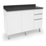 Balcão Gabinete E Cozinha C 3 Gavetas Top Class Branco Luxo