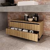 Balcão Gabinete Gaveteiro Multiuso 80 Cm 2 Gavetas 4 Rodízios Para Banheiro Marrom Madeira