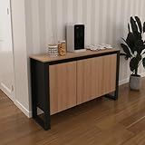 Balcão Para Escritório 3 Portas Me4147 Tecno Mobili Amêndoa Preto