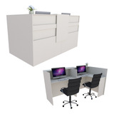 Balcão Recepção Caixa Em L 198cm Branco Linha Premium 1 1