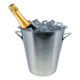 Balde De Gelo Champagne Champanheira Inox Com Alça Premium Cor Prateado Liso