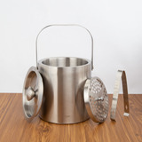 Balde De Gelo Inox 2 5l Parede Dupla Tampa Pegador Separador