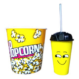 Balde De Pipoca Pote Grande Copo 410ml Plástico Kit Cinema