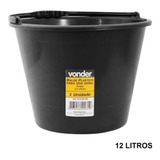 Balde De Plástico Extra Forte Com Alça 12l Com Pegador Vonder Cor Preto