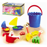 Balde De Praia Infantil Kit C 8 Peças Para Brincar Areia