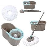 Balde Esfregão Spin Mop Cesto 360 Plastico 2 Refis Algodao