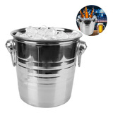 Balde Gelo Grande Champagne Aço Inox Duas Alças 21x26cm 8 L