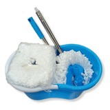 Balde Mop Spin Cesto Inox 2 Refil Microfibra Esfregão Branco