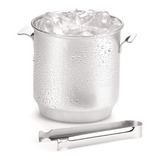 Balde Para Gelo Bartender Inox Com Pinça 2 L Forma Cor Cinza Liso