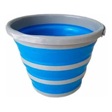 Balde Para Limpeza Faxina Retrátil Silicone 10 Litros Dobrável Com Alça 33 Cm Diâmetro Azul Safona Dobrável 24 Cm De Altura Dolce Home Resistente Leve Otimiza Espaço Prático 5 Cm Retraído