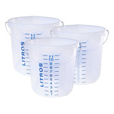 Balde Polipropileno Graduado Cap 12 Litros Kit C 3 Baldes