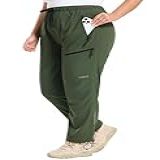 Baleaf Calça Cargo Feminina Plus Size Resistente à água FPS 50- Bolsos Com Zíper- Verde Militar- 5G