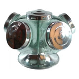 Baleiro Giratório Vidro 5 Potes 27cm Aluminio Bomboniere