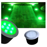 Balizador Luminária Led 7w Verde Embutir Chão piso jardim