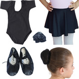 Ballet Infantil 3 Itens Meia Manga Balé C  Sapatilha Preto