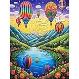 Balões De Ar Quente Kits De Pintura De Diamante DIY Para Adultos 5D Broca Completa Cristal Redondo Strass Bordado Ponto Cruz Abstrato Colorido Paisagem Diamante Arte Decoração Casa Presentes 30 5 X
