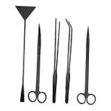 Baluue 5 Unidades Kit Pinça E Tesoura Aquário Ferramenta Tesoura De Equipamento Curvado Tesoura Curva Lixadeira Plantas Aquáticas Pinça Reta Plantar Raspador De Algas