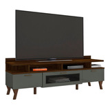 Bancada Rack Para Tv Até 65 Arcade 1 6 Palisandro Cinza