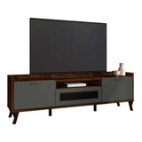 Bancada Rack Para Tv Até 75 Arcade 1 8 Palisandro Cinza