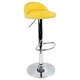 Banco De Couro Sintético KKKTONER Com Barra Redonda E Altura De Descanso Traseiro Ajustável Cadeira De Pub Giratória Assento De Cozinha Para Casa Banquinho De Banco De Trás Com Apoio Para Os Pés Amarelo
