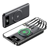 Banco De Energia Universal Vem Com 4 Cabos De Carregamento USB Adequado Para Type C Micro Apple Display De Energia LED Inteligente USB Carregador Externo Portátil 20000mAh Preto 