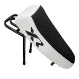 Banco De Mobilete Xr Com Suporte bagageiro Articulável Cor Branco C Preto