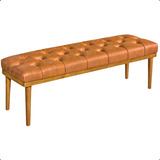 Banco Roma Puff Banqueta Retangular Em Couríssimo Para Quarto E Sala De Estar Com Pés Em Madeira Moderno Cor Caramelo Oneshop