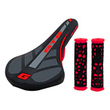 Banco Selim Gts Bicicleta Mtb Speed Exotic Preto Com Laranja Cor Vermelho