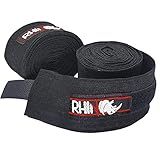 Bandagem Atadura Elástica Muay Thai Boxe Cor Preto Rhino By Spank Faixa Boxe Muathai Kickboxing Karate MMA Artes Marciais Profissonal Proteção Mãos E Punhos Treino Unissex