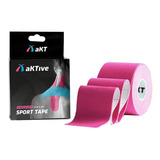 Bandagem Elástica Akitive Sport Fita Kinésio Aktive Tape Cor Rosa