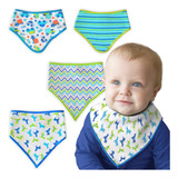 Bandana Babador Bebê Menino Kit 4 Peças Comtac Kids 1333 Cor Verde Cavalinho E E Triangular