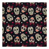 Bandana Lenço Caveira Mexicana Catrina Tecido Algodão 55x55