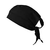 Bandana Lenço Preto Ou Branco Motoqueiro Chef Cozinha Uniforme Restaurante Hamburgueria Pizzaria Cozinheiro Lanche Com Laço Preto