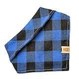 Bandana Pet Dupla Face Com Botão De Pressão Estampa Azul E Preto G