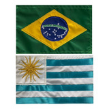 Bandeira Bordada Dupla Face Moto Chopper Brasil E Uruguai
