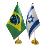 Bandeira Brasil E Isarel Pedestal Para