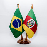 Bandeira De Mesa Brasil E Estado Rio Grande Do Sul 12x17cm